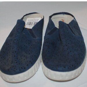 J Sport Floral Navy Blue Shoes Mules Slip On Shoes Flats Canvas 9 M Comfort